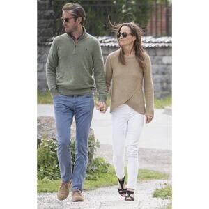 Women's Massimo Dutti Wrap Front Crew Neck Knit Sweater Worn by Pippa Middleton